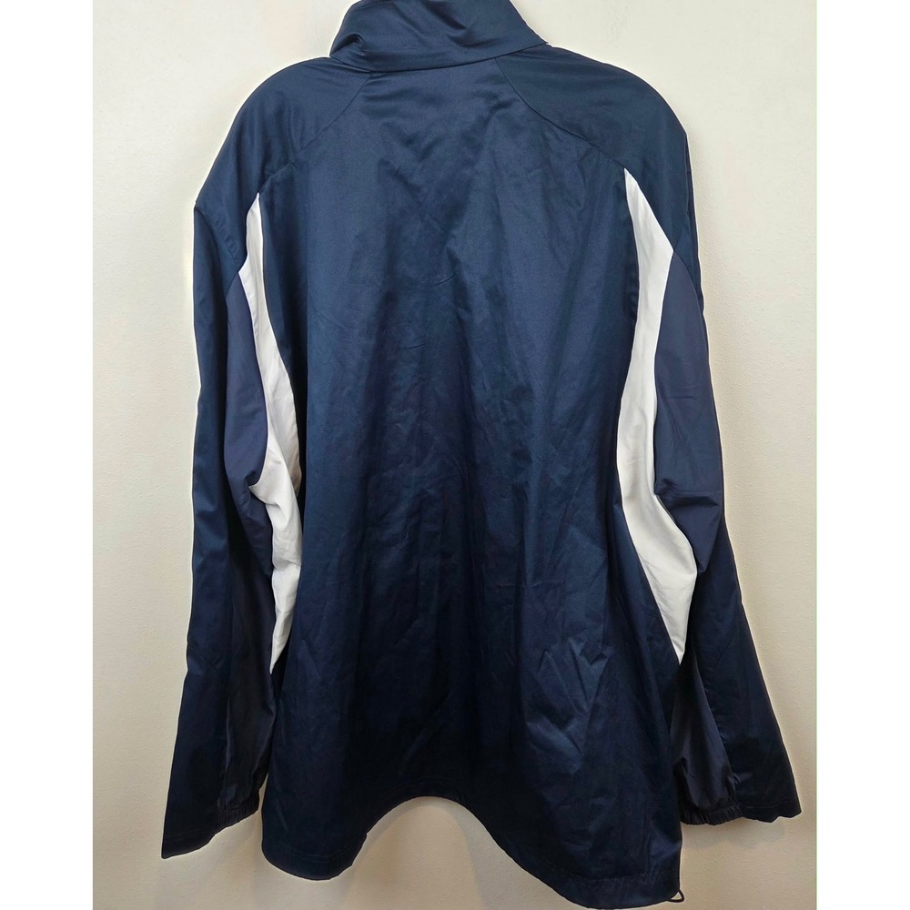 Adidas Mens Navy Blue Full Zip Track Jacket Windbreaker Hooded 3-Stripe Size 2XL - Picture 5 of 16